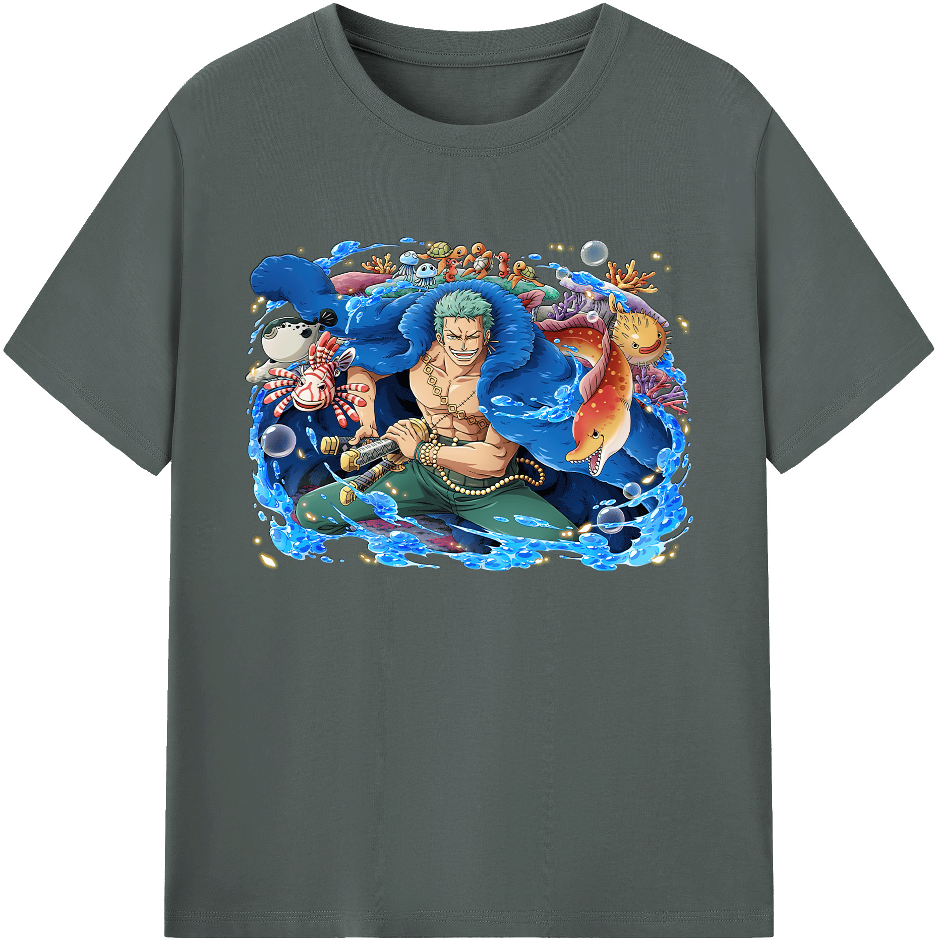ワンピース ロロノア・ゾロ ONE PIECE Roronoa Zoro 綿100％ メンズ半袖Tシャツ｜肌触りやわらか＆通気性